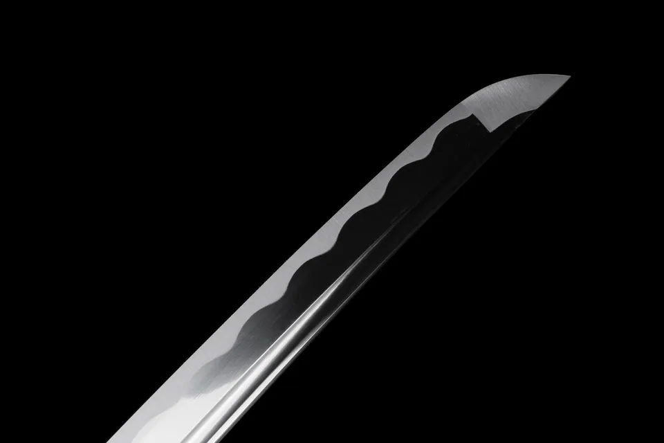 Katana Tensa Zangetsu blanc, inspiré de Bleach, acier 1060 à hamon, vue 7