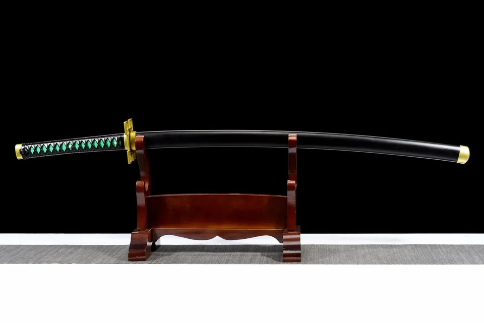 Katana Tokito Muichiro Demon Slayer en acier 1060, tsuba fer, vue 3