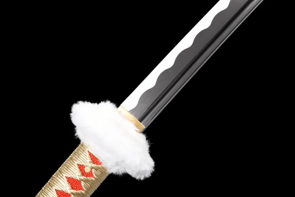 Katana Trafalgar Law One Piece en acier 1060, tsuba en fer, vue 8