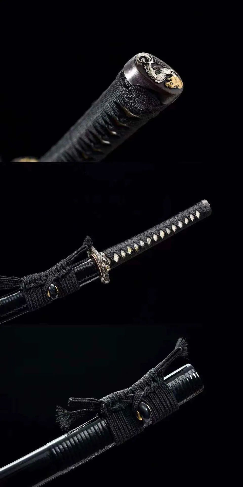 Katana Tsuyo en acier T10 avec hamon, tsuba en laiton massif, vue 4