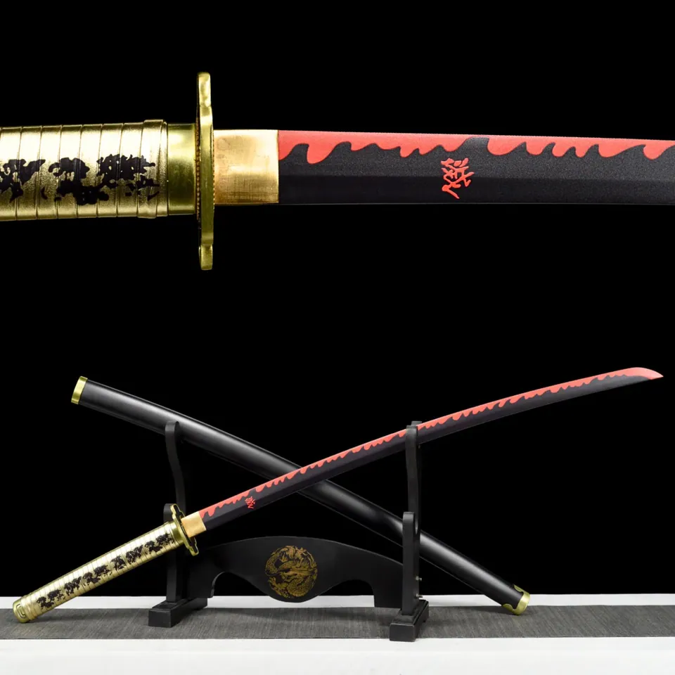 Katana Yoriichi Tsugikuni inspiré de Demon Slayer, acier carbone 1060
