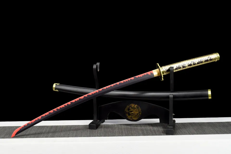 Katana Yoriichi Tsugikuni inspiré de Demon Slayer, acier carbone 1060, vue 3
