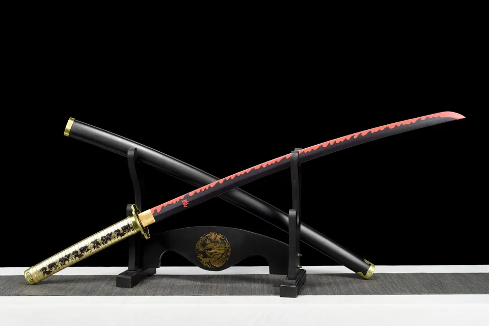 Katana Yoriichi Tsugikuni inspiré de Demon Slayer, acier carbone 1060, vue 4