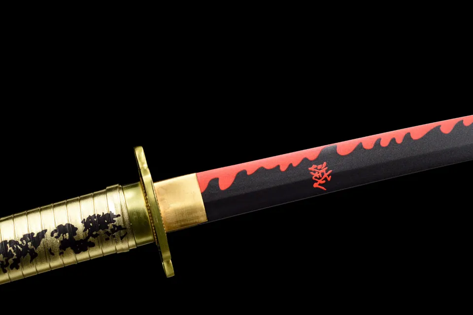 Katana Yoriichi Tsugikuni inspiré de Demon Slayer, acier carbone 1060, vue 6