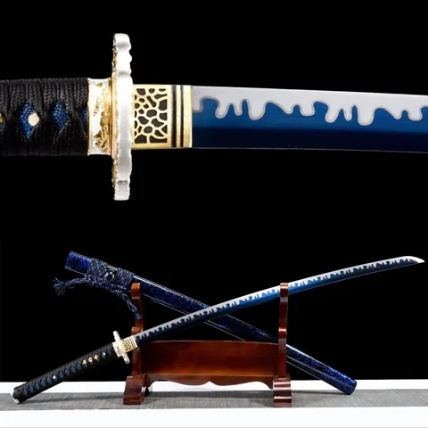 Katana Yoru en acier manganèse, lame bleue inspirée de One Piece