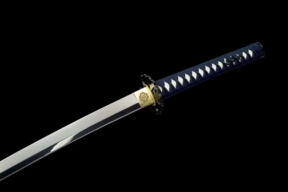 Katana Yougan en acier au manganèse poli miroir, saya rouge, vue 4
