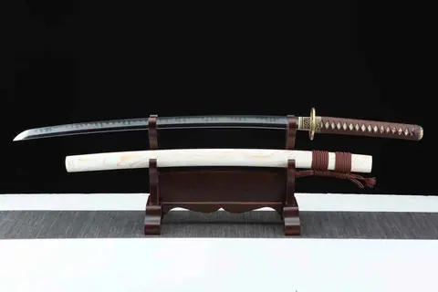 Katana Yūga en acier 1095 avec hamon, lame polie miroir