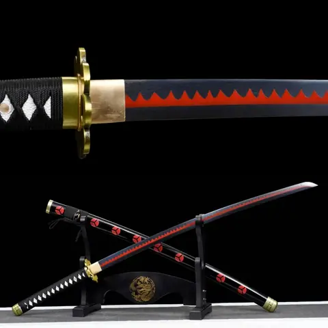 Katana Zoro One Piece en acier 1060, tsuba en fer sculpté