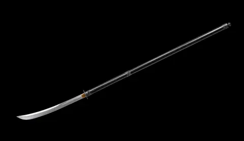 Naginata Kurohana en acier au manganèse, hampe noire de 182 cm