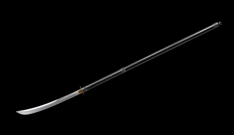 Naginata Kurohana en acier au manganèse, hampe noire de 182 cm, acier manganèse