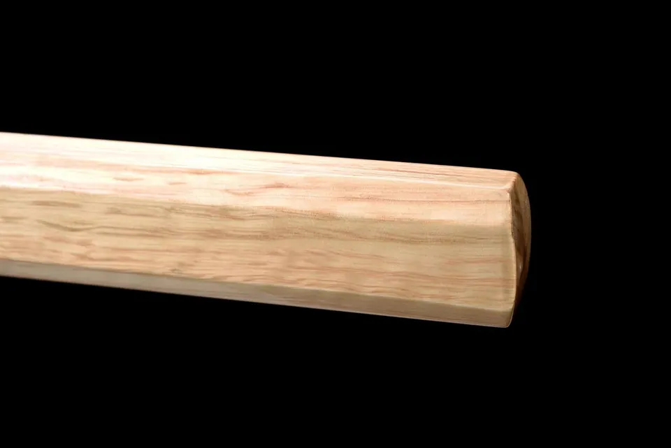 Ninjatō Ki en acier damas, monture en bois naturel sans garde, vue 3