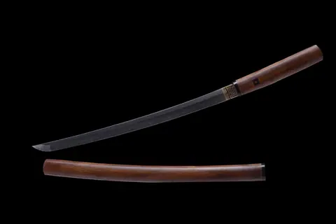 Wakizashi Hayashi en acier T10, monture en bois sans tsuba